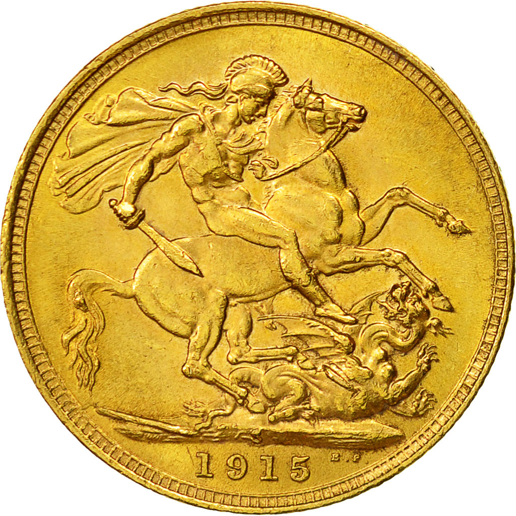 Coin, Australia, George V, Sovereign, 1915, Sydney, MS(63), Gold, KM:29