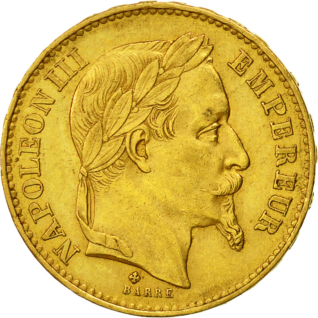 France, Napoleon III, 20 Francs, 1869, Strasbourg, Large BB, MS(60-62), Gold