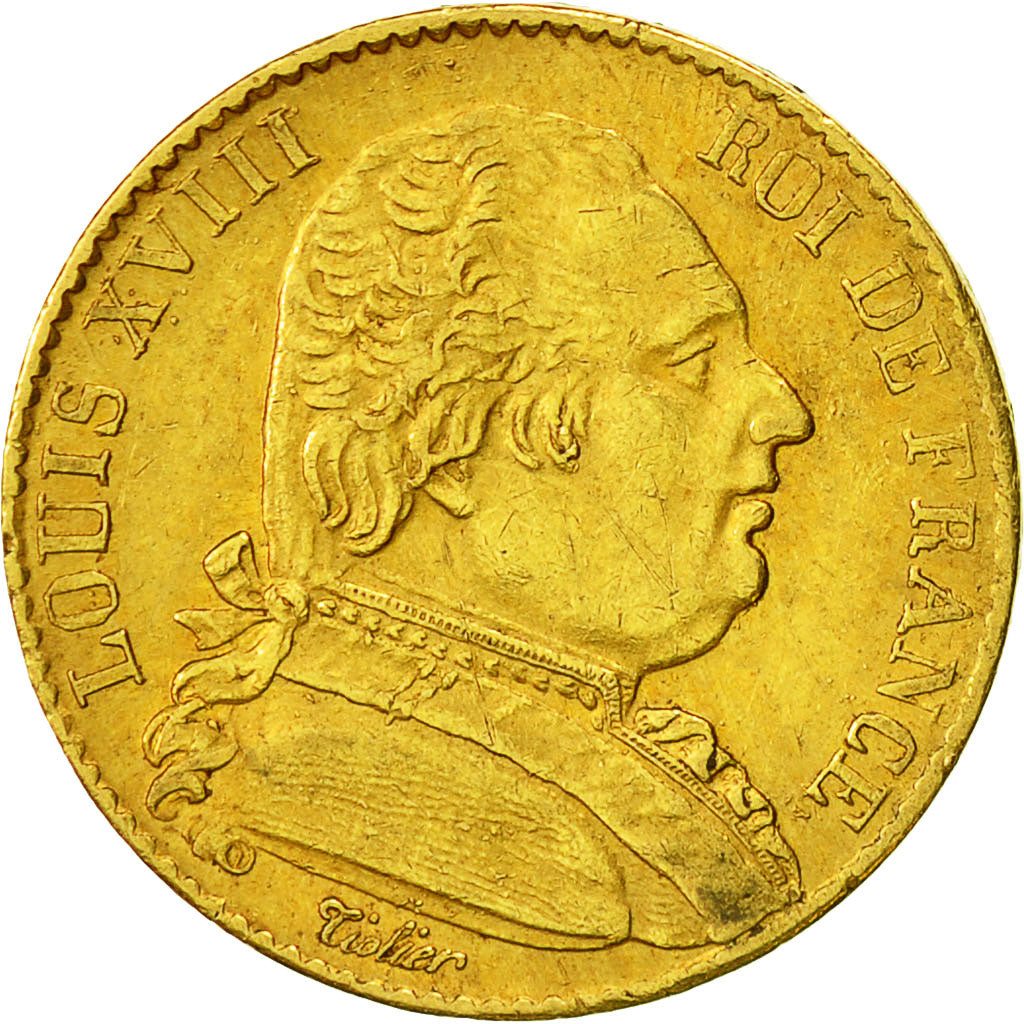 Monnaie, France, Louis XVIII, Louis XVIII, 20 Francs, 1814, Paris, TTB, Or