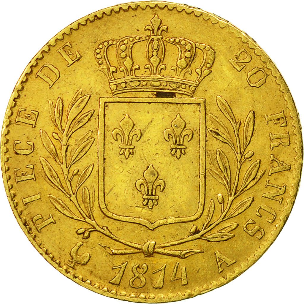 Monnaie, France, Louis XVIII, Louis XVIII, 20 Francs, 1814, Paris, TTB, Or