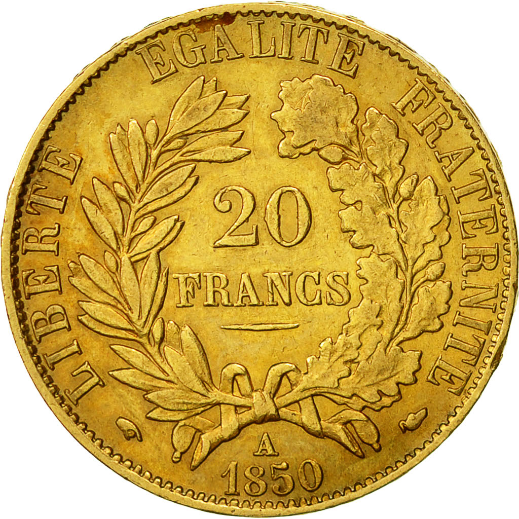 Coin, France, Cérès, 20 Francs, 1850, Paris, AU(50-53), Gold, KM:762