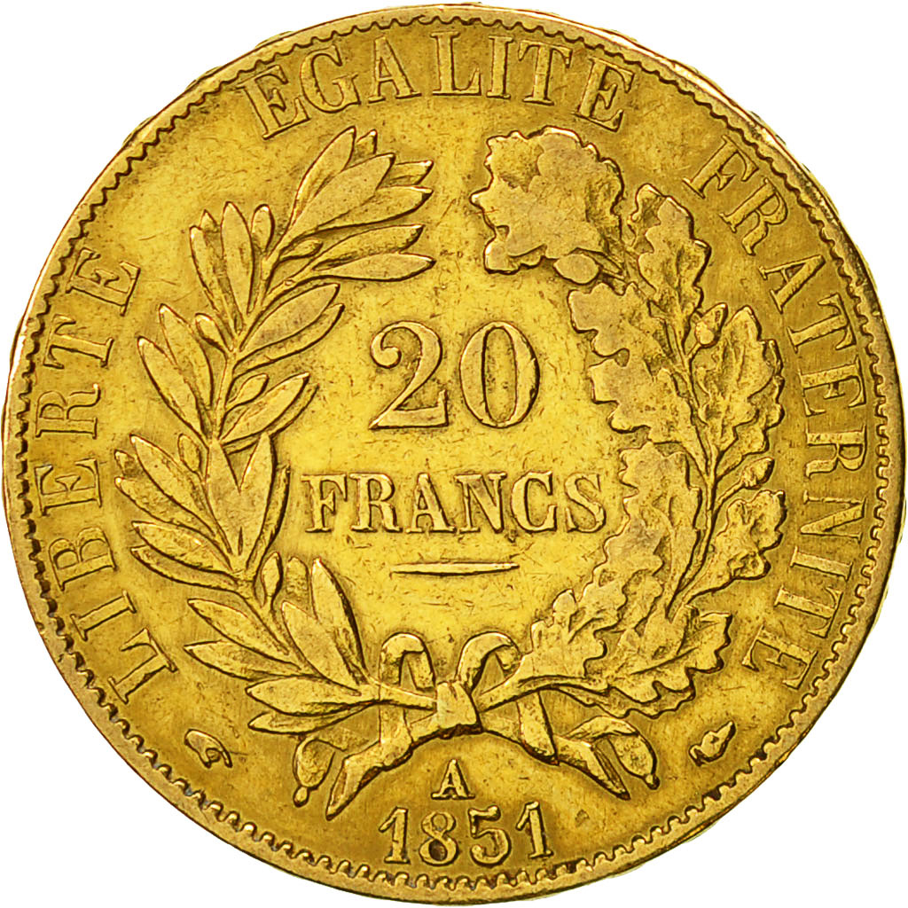 Monnaie, France, Cérès, 20 Francs, 1851, Paris, TTB, Or, KM:762, Gadoury:1059