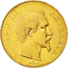 Coin, France, Napoleon III, 50 Francs, 1855, Paris, AU(50-53), Gold, KM 785.1