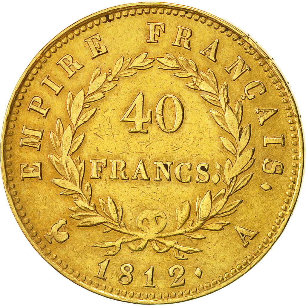 Coin, France, Napoléon I, 40 Francs, 1812, Paris, VF(30-35), Gold, KM:696.1