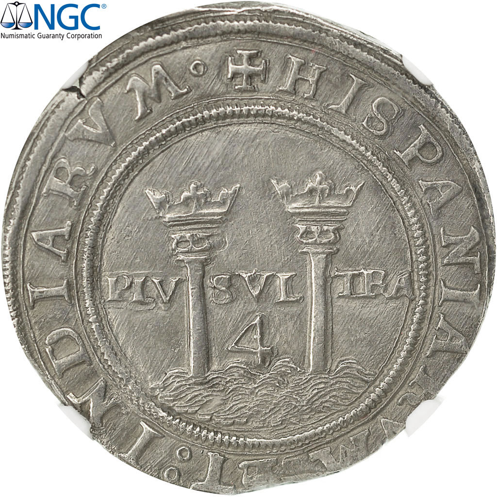Monnaie, Mexique, Carlos & Joanna, 4 Réales, 1542-55, Mexico City, NGC, MS61