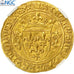 Coin, France, Charles VII, Ecu d'or, 1445, Lyon, NGC, AU58, AU(55-58), Gold
