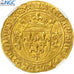 Monnaie, France, Charles VII, Ecu d'or, 1445, Lyon, NGC, AU58, SUP, Or, Gradée