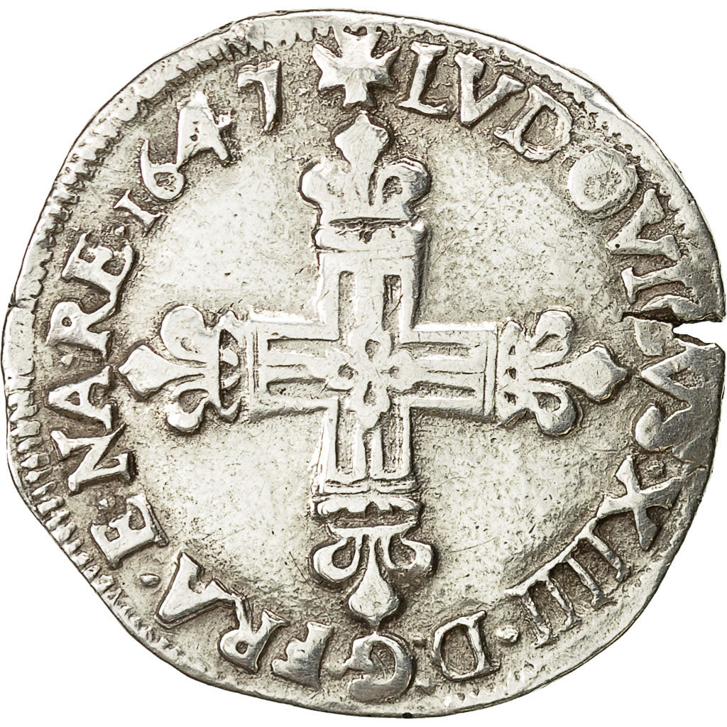 Coin, France, Louis XIV, 1/4 Écu, frappé au marteau, 1/4 Ecu, 1647, Bayonne