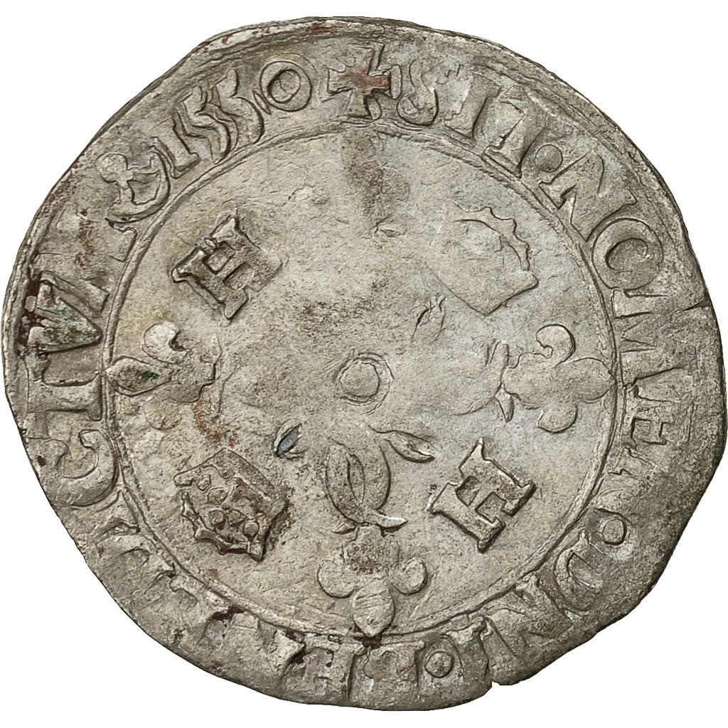 Moneta, Francia, Henri II, Douzain aux croissants, 1550, Rouen, MB, Biglione