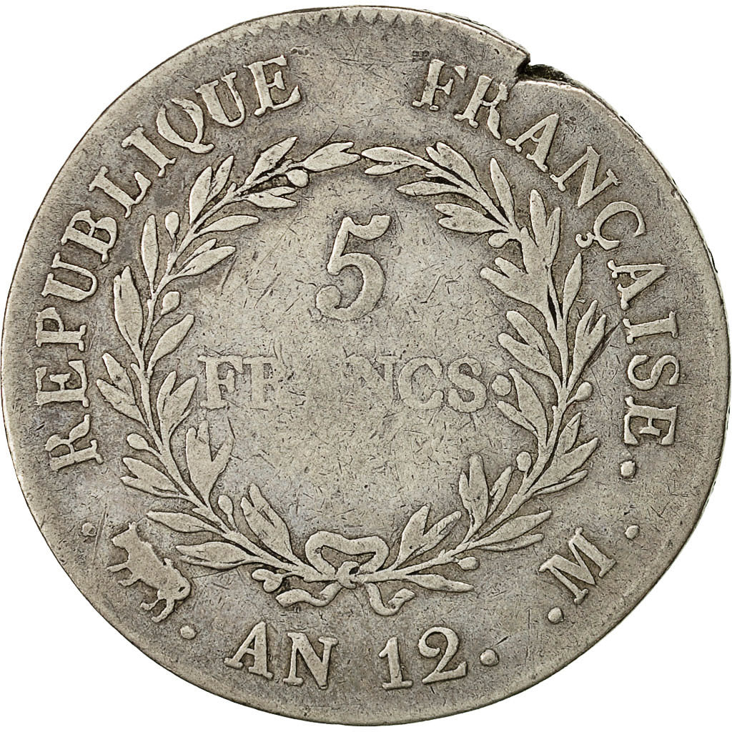 Coin, France, Napoléon I, 5 Francs, 1804, Toulouse, VF(20-25), Silver