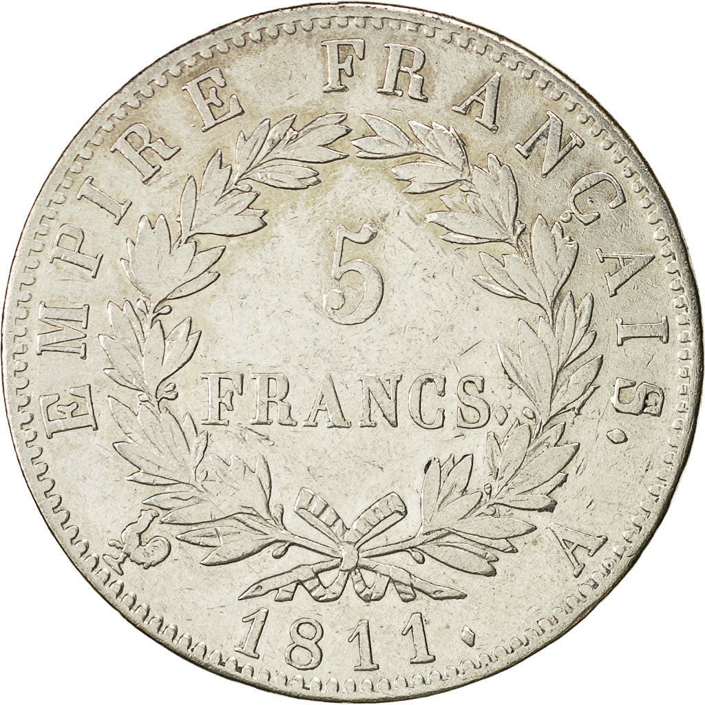 France, Napoléon I, 5 Francs, 1811, Paris, VF(30-35), Silver, KM:694.1