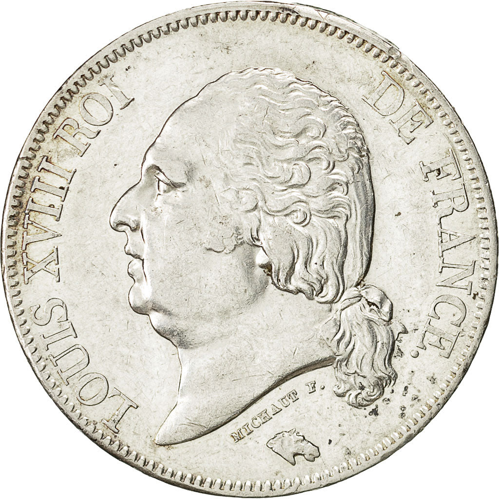 Moneda, Francia, Louis XVIII, Louis XVIII, 5 Francs, 1822, Paris, MBC+, Plata