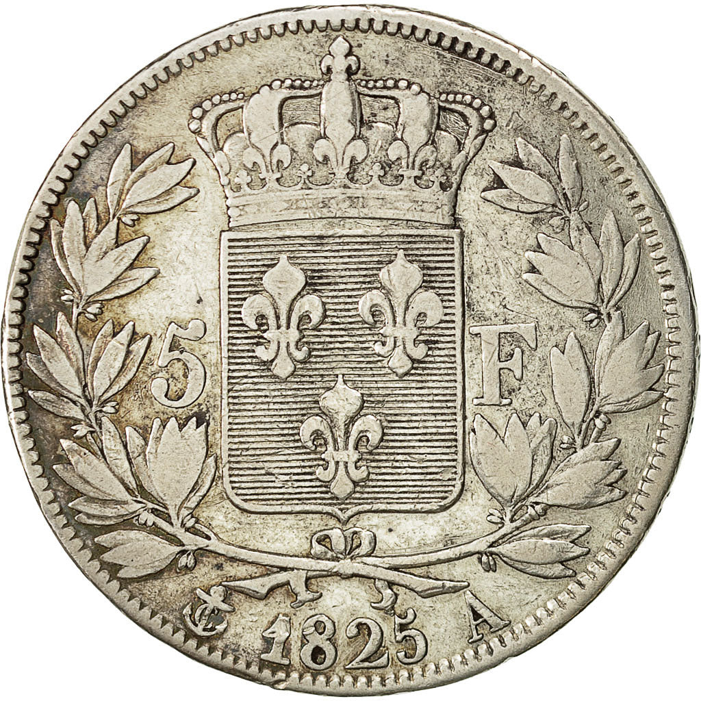 Coin, France, Charles X, 5 Francs, 1825, Paris, VF(30-35), Silver, KM:720.1