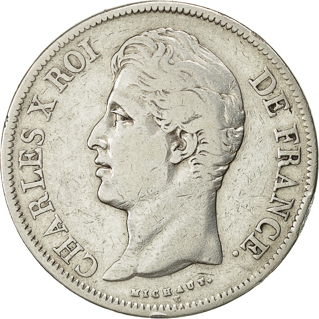 France, Charles X, 5 Francs, 1828, Paris, VF(20-25), Silver, KM:728.1