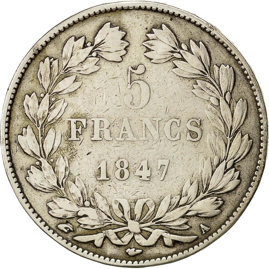 France, Louis-Philippe, 5 Francs, 1847, Paris, VF(30-35), Silver, KM:749.1