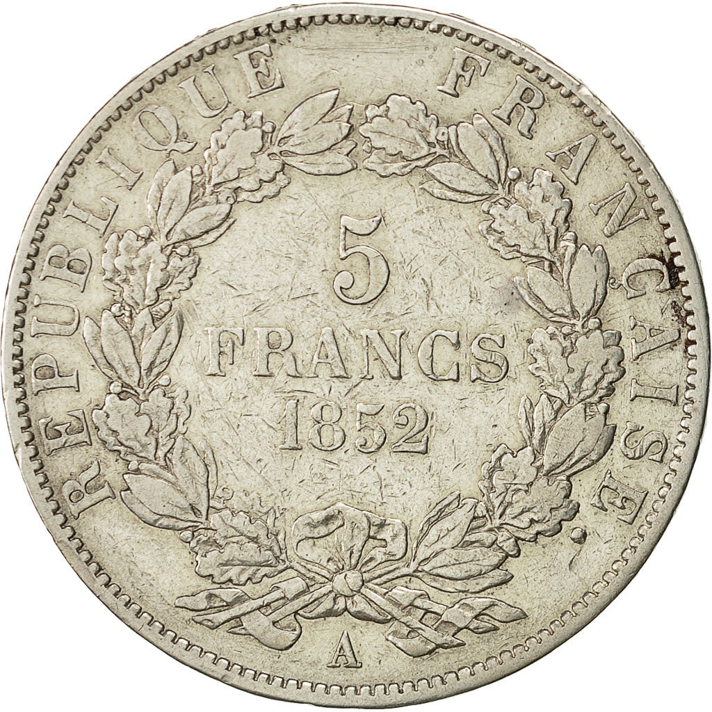Frankreich, Napoléon III, 5 Francs, 1852, Paris, S, Silber, KM:773.1