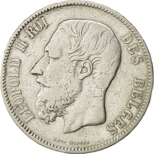 Moneta, Belgio, Leopold II, 5 Francs, 5 Frank, 1869, MB+, Argento, KM:24