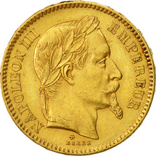 France, Napoleon III, 20 Francs, 1866, Strasbourg, AU(55-58), Gold