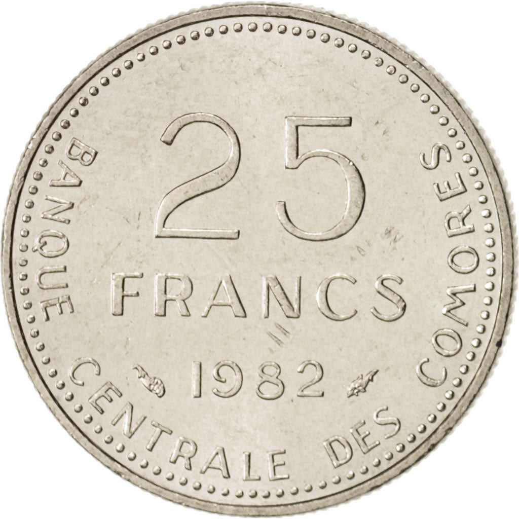 Comoros, 25 Francs, 1982, Paris, MS(65-70), Nickel, KM:14
