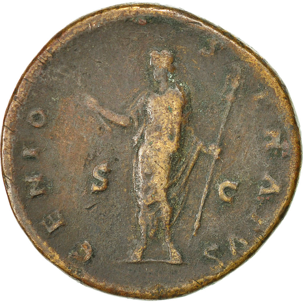 Coin, Antoninus Pius, Sestertius, 142, Rome, VF(20-25), Copper, Cohen:400