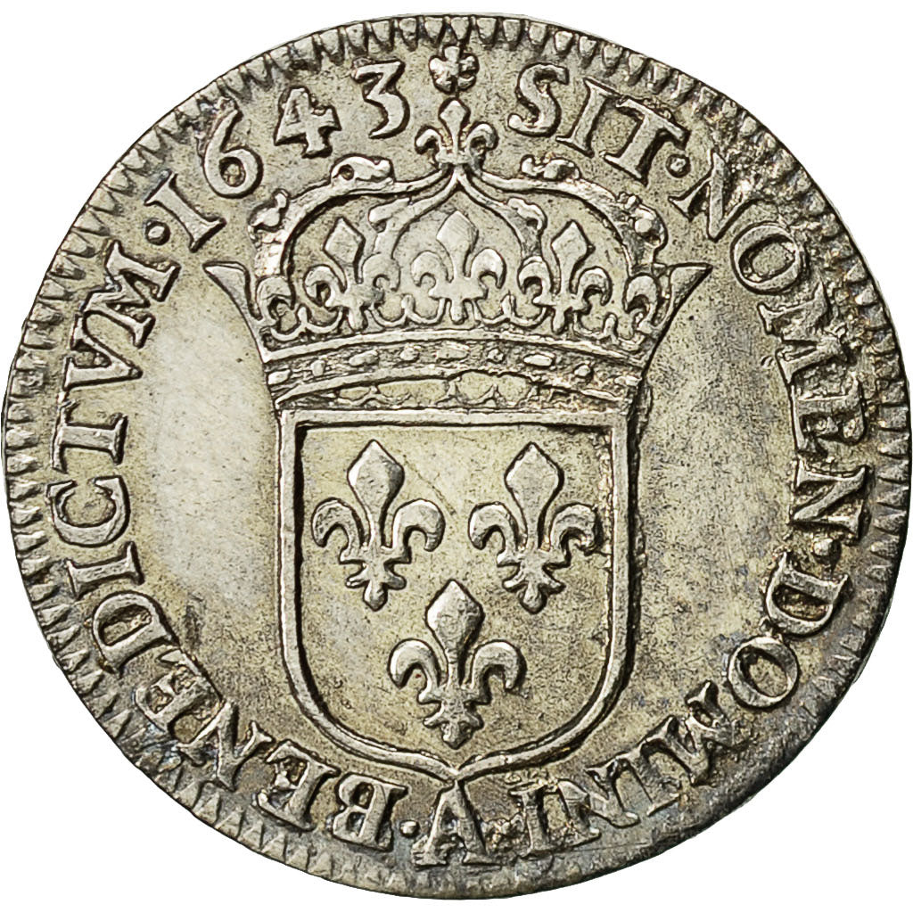 Coin, France, Louis XIV, 1/12 Écu à la mèche courte, 1/12 ECU, 10 Sols, 1643