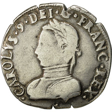 Moneda, Francia, Charles IX, Teston, 1564, Grenoble, BC+, Plata, Sombart:4642