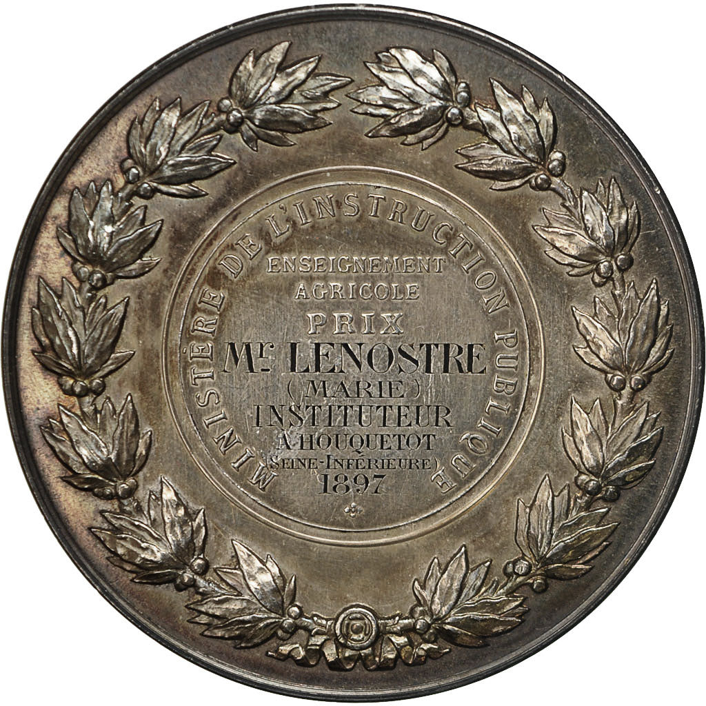 Francia, Medal, Médaille agricole, Oudiné, SC, Plata