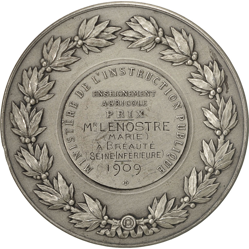 France, Medal, Médaille agricole, Oudiné, AU(50-53), Silver