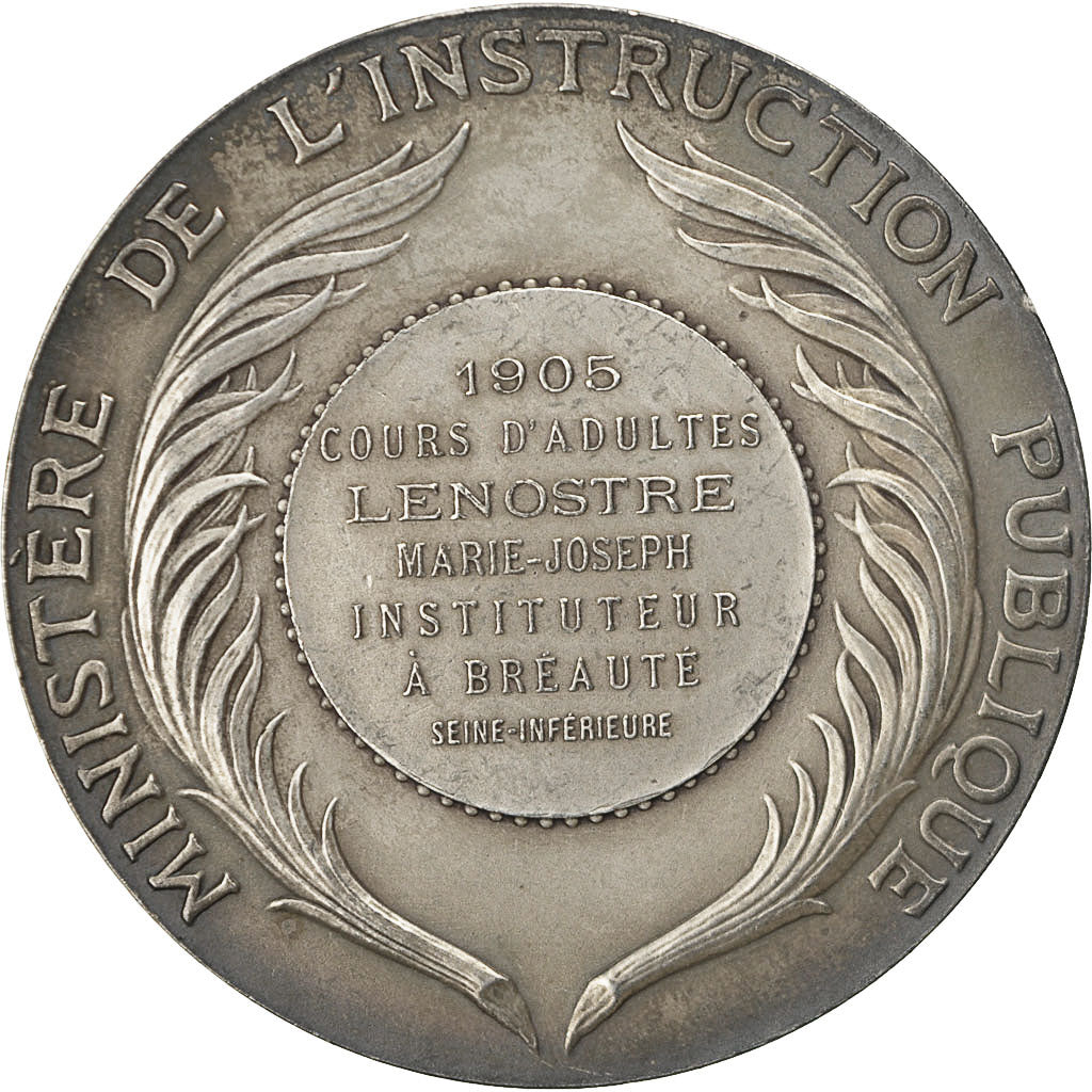 Francia, Medal, Ministère de l'Instruction Publique, Arts & Culture, Dubois.A
