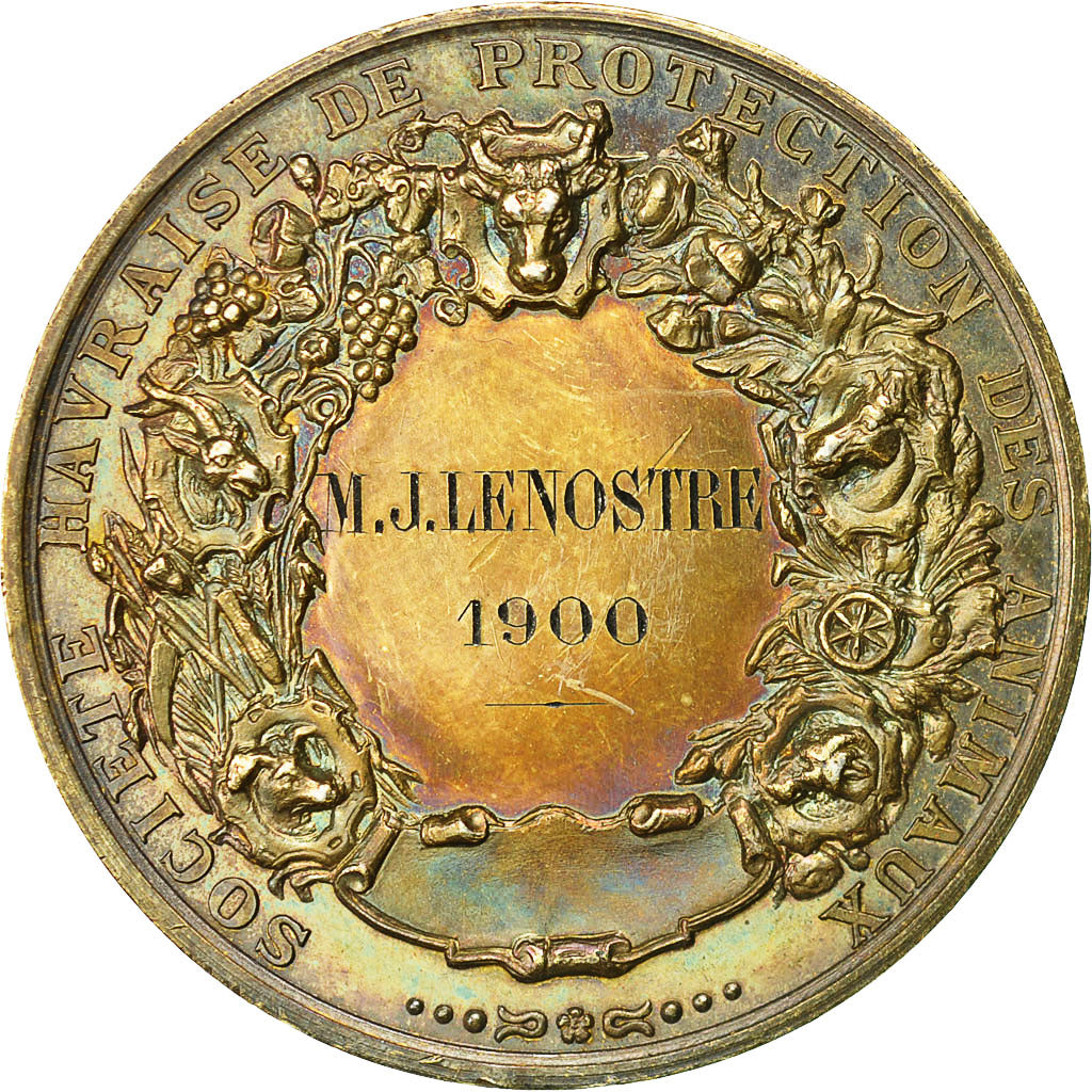 France, Medal, Société Protectrice des Animaux, Fauna, SPL, Argent