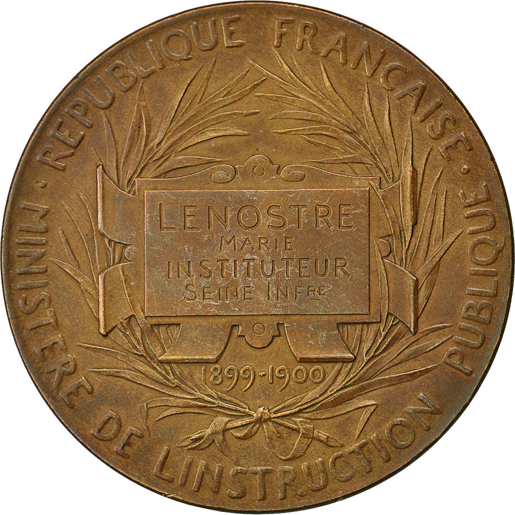 Francia, Medal, Ministère de l'Instruction Publique, Arts & Culture, Roty, EBC