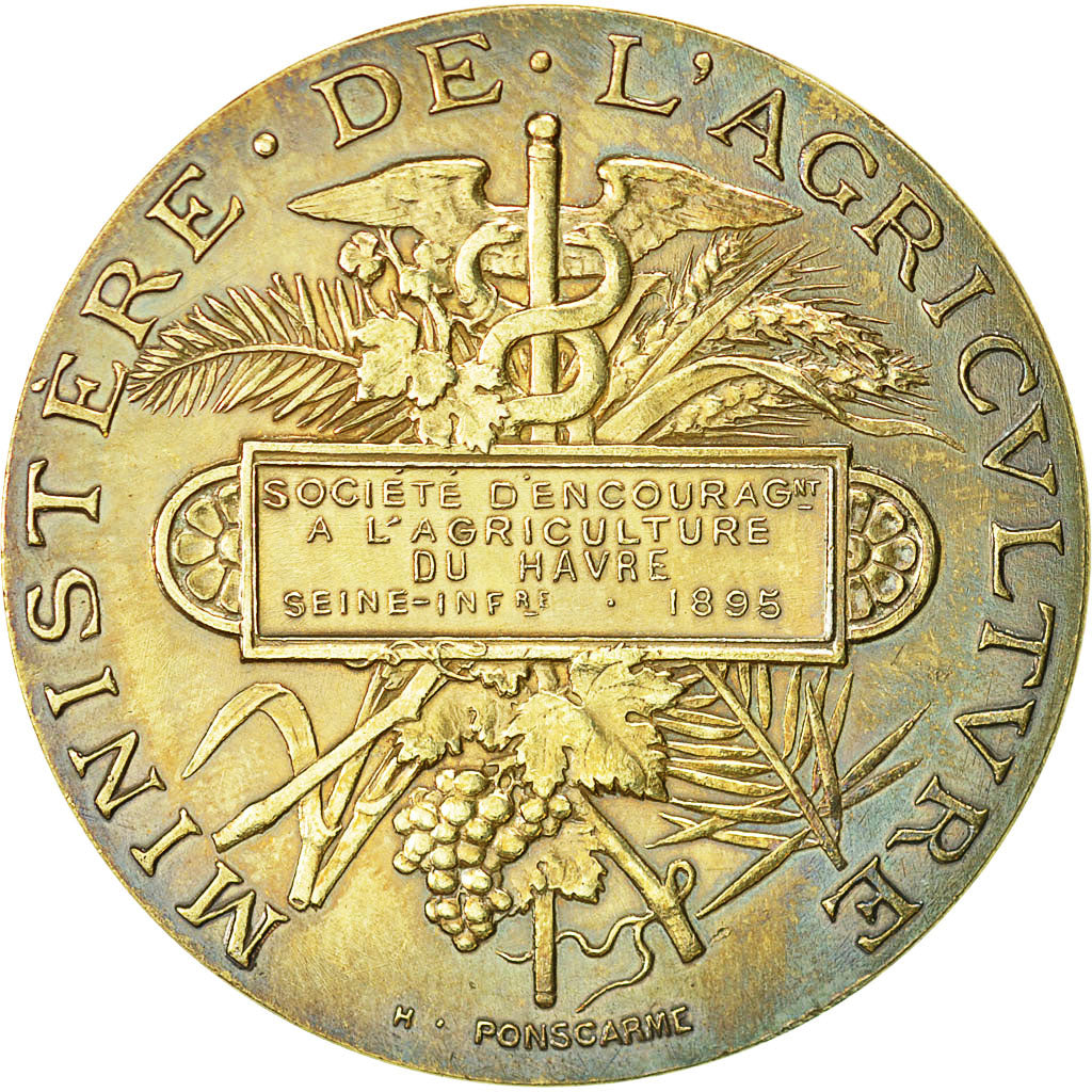 France, Medal, Médaille de concours agricole, Ponscarme, TTB+, Argent