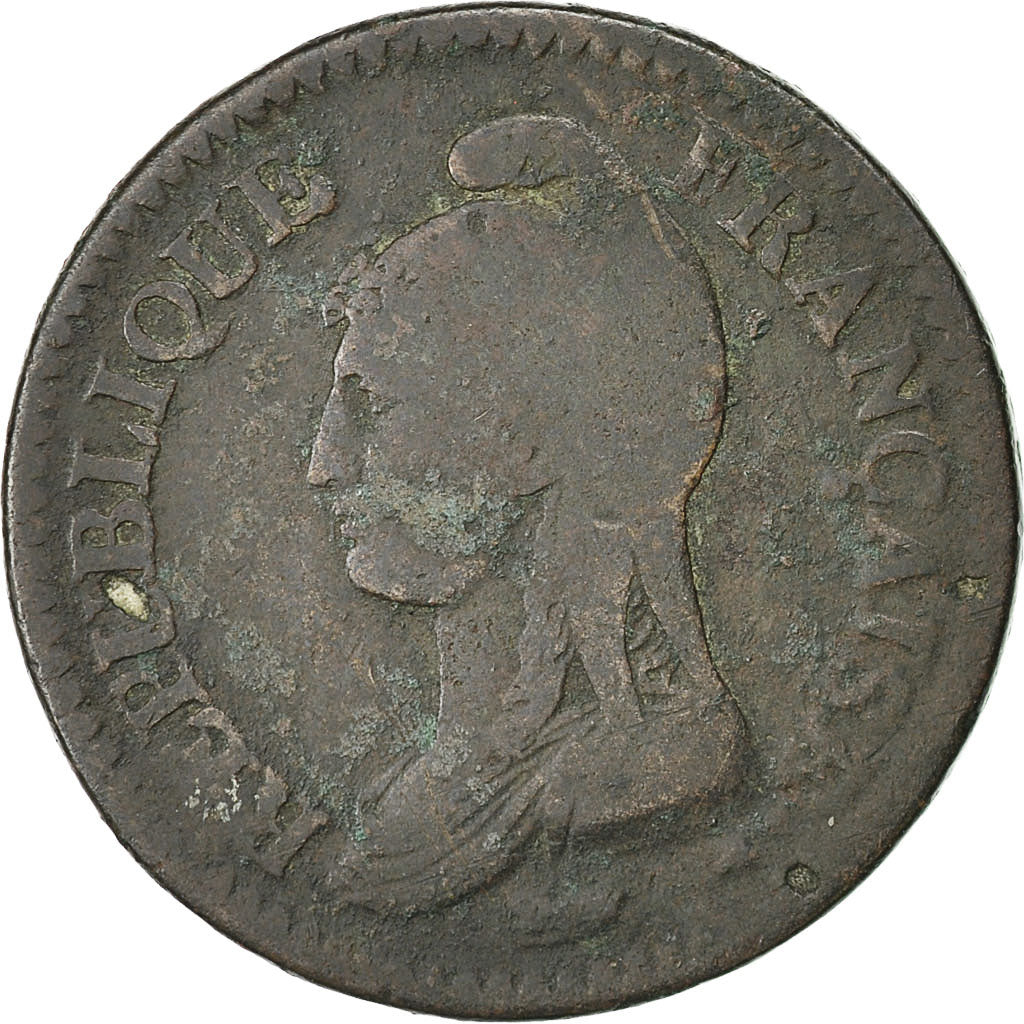 Moneta, Francia, Dupré, Decime, 1799, Bordeaux, MB, Bronzo, KM:644.8