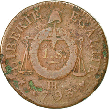 Convention, Sol aux balances françoise, 1793 BB, Strasbourg, Gadoury 19