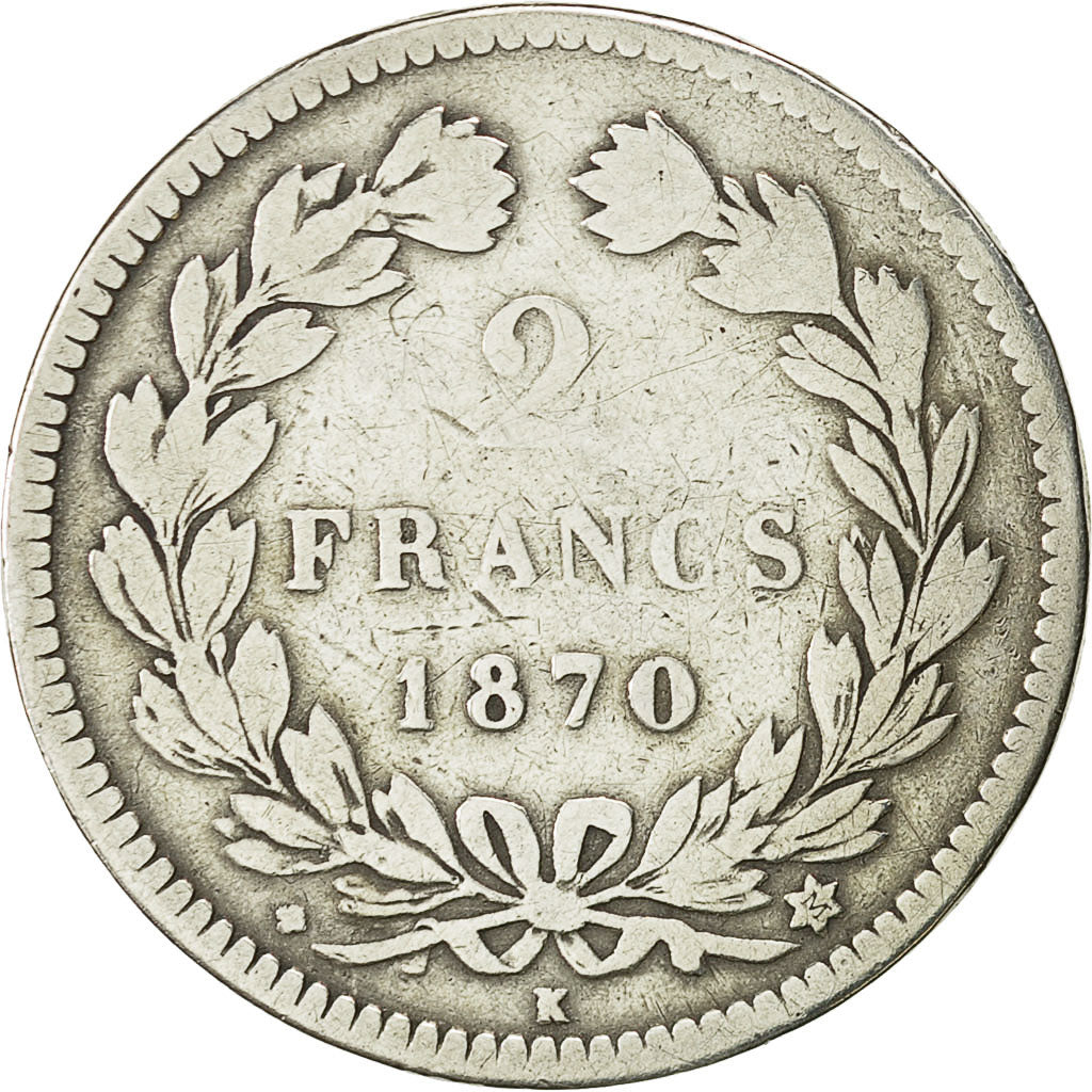 Coin, France, Cérès, 2 Francs, 1870, Bordeaux, F(12-15), Silver, KM:816.2