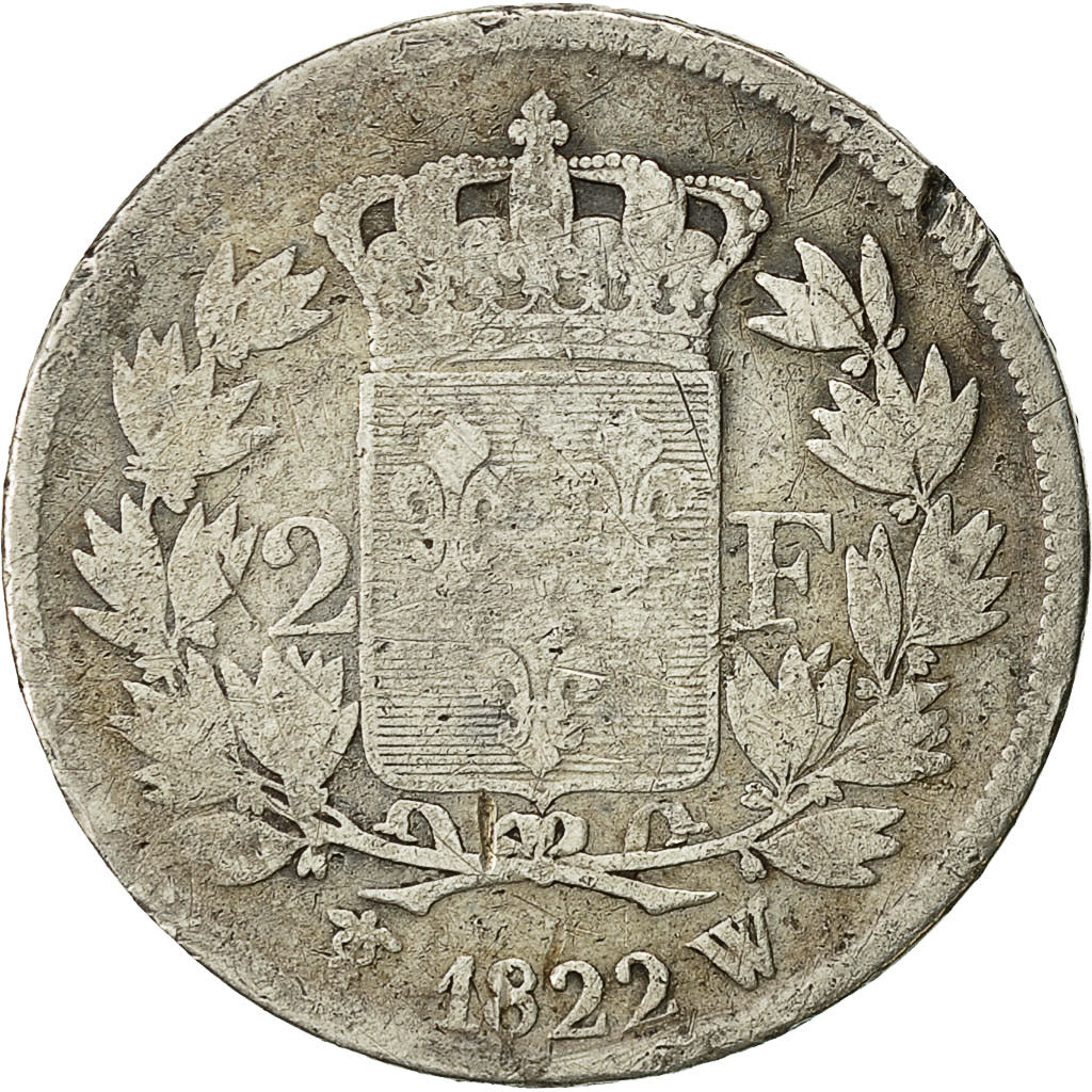 Monnaie, France, Louis XVIII, 2 Francs, 1822, Lille, B, Argent, KM:710.12
