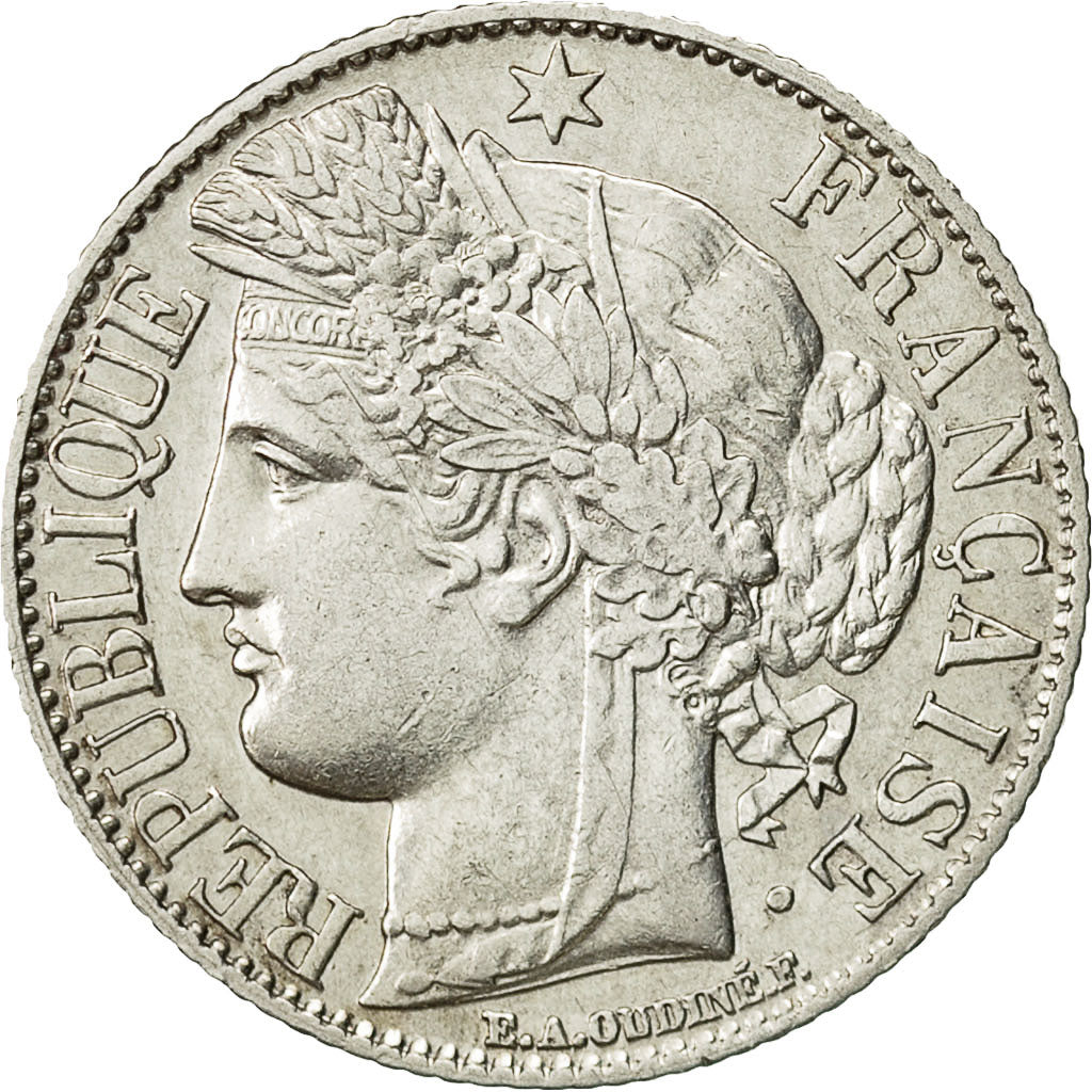 Coin, France, Cérès, Franc, 1887, Paris, MS(60-62), Silver, KM:822.1