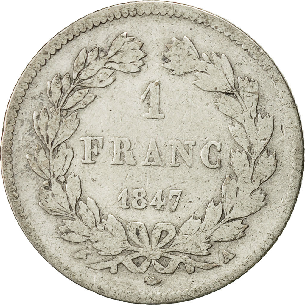 France, Louis-Philippe, Franc, 1847, Paris, VG(8-10), Silver, KM:748.1