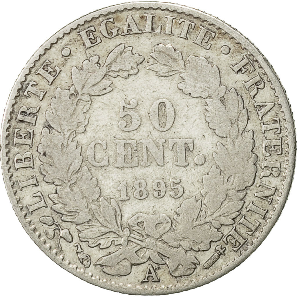 Coin, France, Cérès, 50 Centimes, 1895, Paris, VF(30-35), Silver, KM:834.1