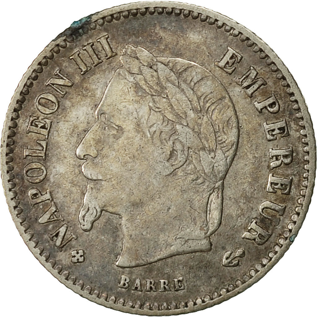 Frankreich, Napoleon III, Napoléon III, 20 Centimes, 1867, Strasbourg, S+