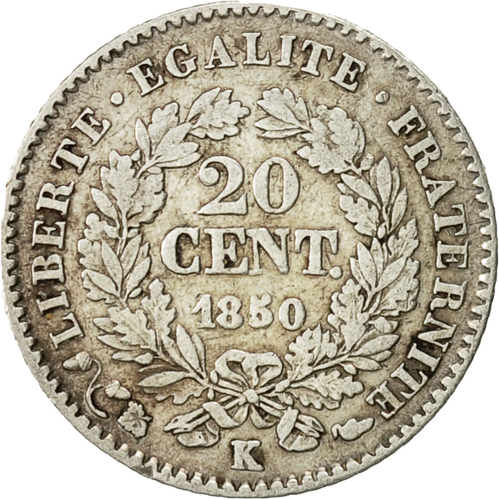 Coin, France, Cérès, 20 Centimes, 1850, Bordeaux, EF(40-45), Silver, KM:758.3