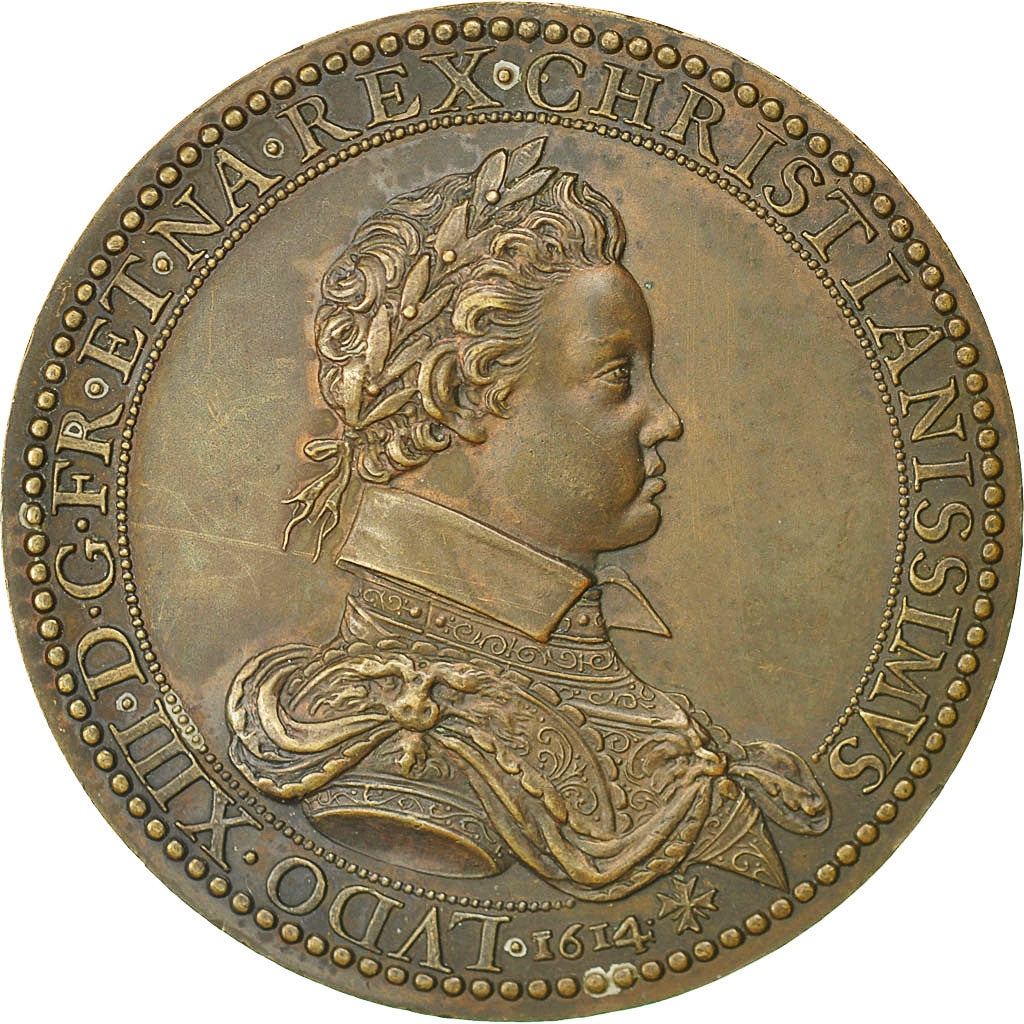 France, Medal, Louis XIII et Marie de Médicis, 1614, MS(60-62), Bronze