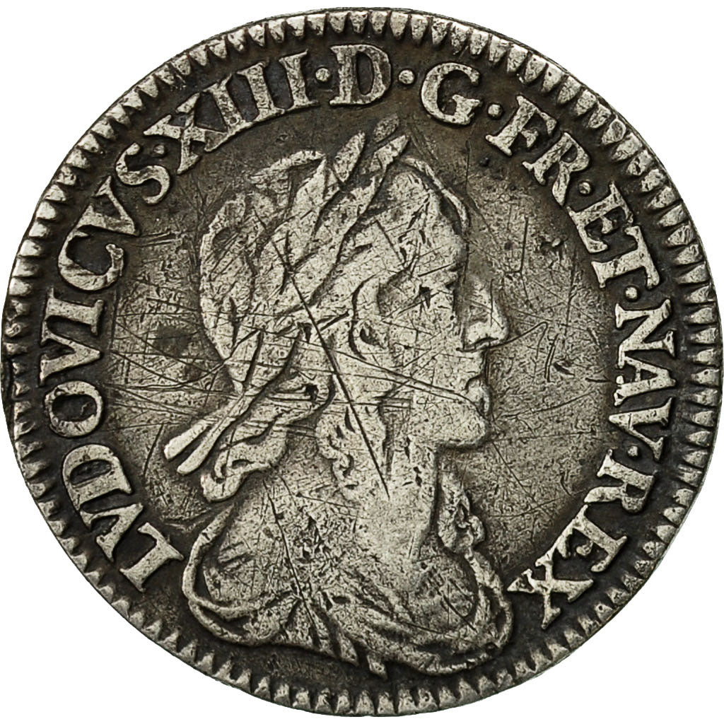 Moneta, Francia, Louis XIII, 1/12 Écu, 2e poinçon de Warin, buste drapé et