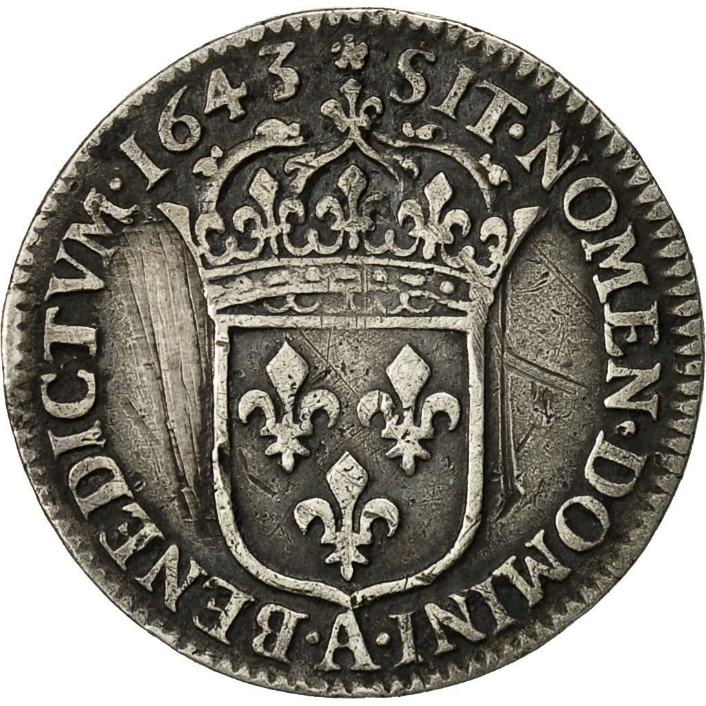 Moneta, Francia, Louis XIII, 1/12 Écu, 2e poinçon de Warin, buste drapé et