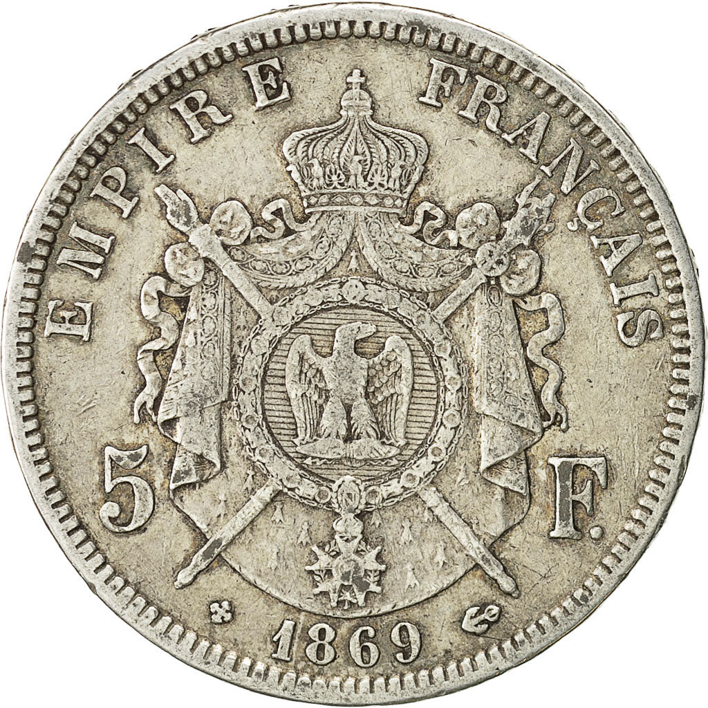 Coin, France, Napoléon III, 5 Francs, 1869, Strasbourg, VF(30-35), Silver