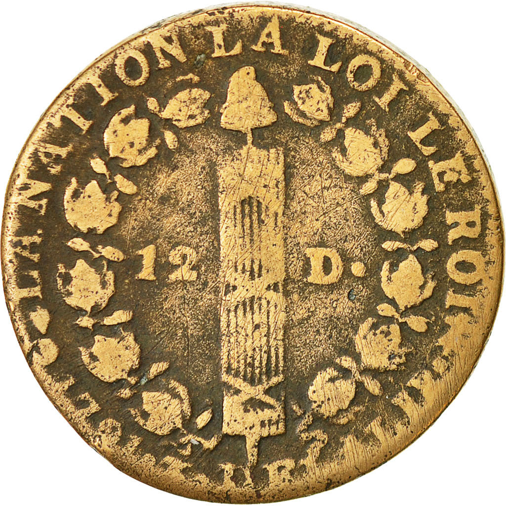 Coin, France, Louis XVI, 12 deniers françois, 12 Deniers, 1791, Metz