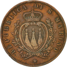 Coin, San Marino, 5 Centesimi, 1864, Milan, EF(40-45), Copper, KM:1