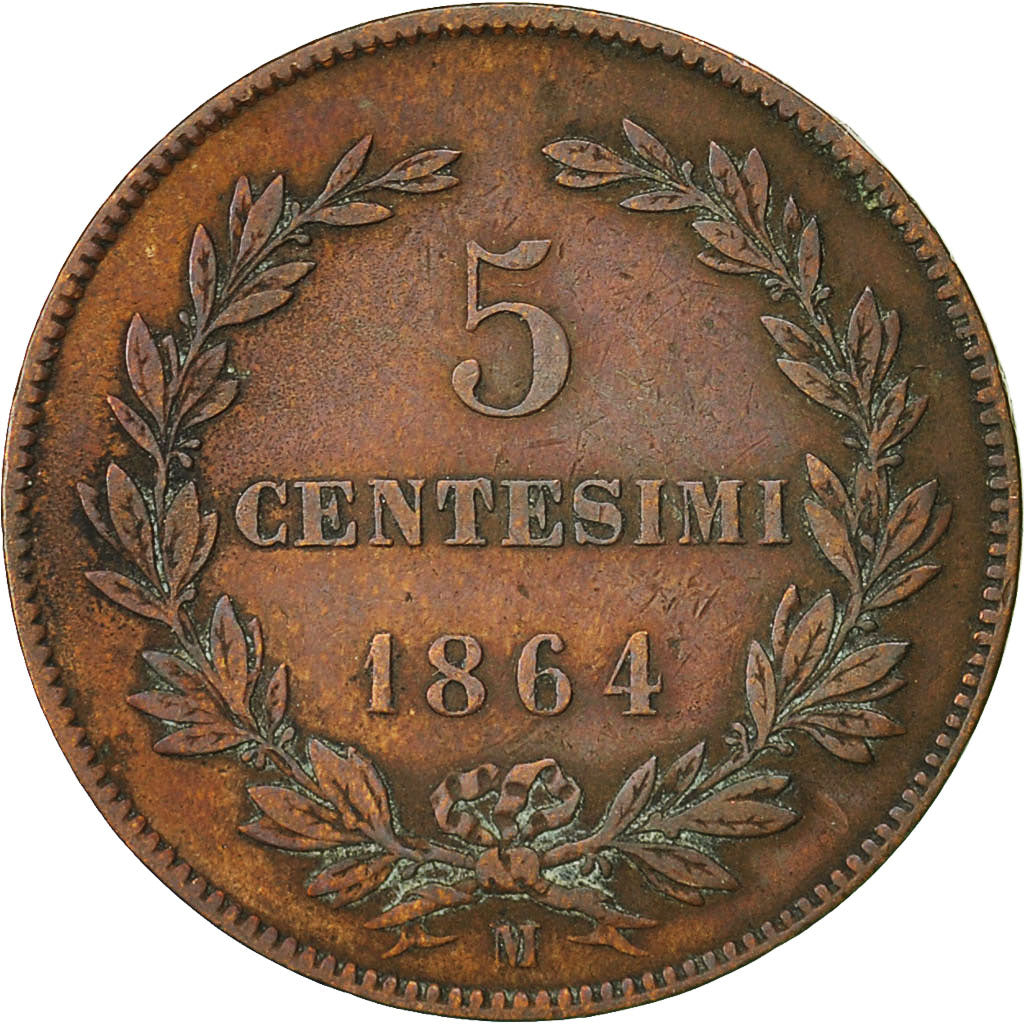 Coin, San Marino, 5 Centesimi, 1864, Milan, EF(40-45), Copper, KM:1
