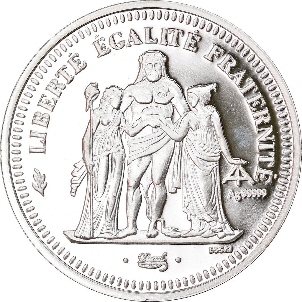 France, Médaille, Reproduction de la 20 Francs Hercule 1973, FDC, Argent