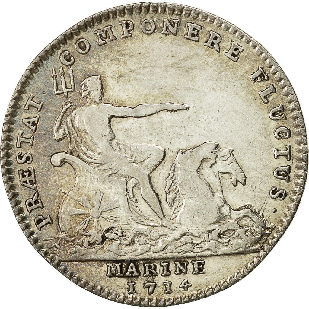 France, Token, Marine, Louis-Alexandre de Bourbon, 1714, AU(50-53), Silver